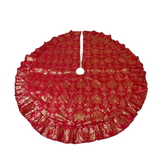 Christmas Tree Skirt Martha Stewart Everyday 51" Red Metallic Gold K-Mart 2002 - Picture 2 of 7
